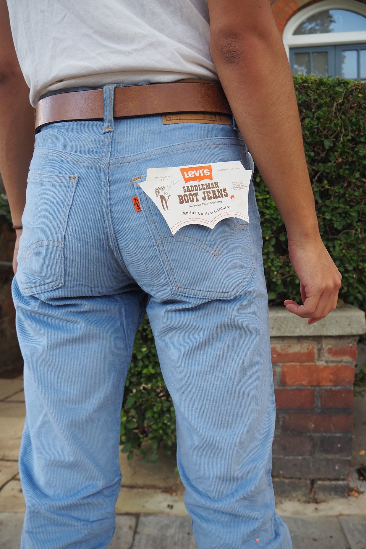 70's Levi's Deadstock Corduroy Pants Sky Blue | 716-1517 Saddleman Boot Jeans