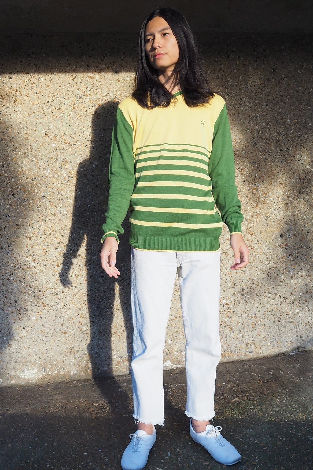 Deadstock 70's Style V-Neck Sweater Ginger Lemon | College School Knit