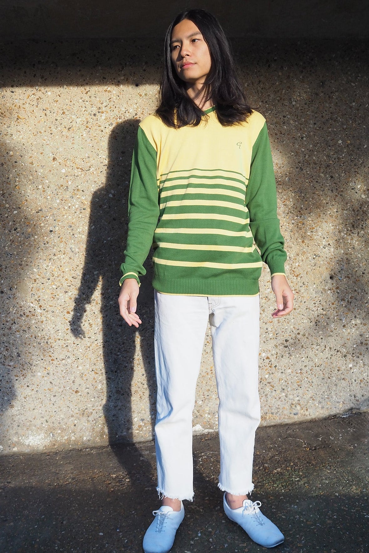 Deadstock 70's Style V-Neck Sweater Ginger Lemon | College School Knit