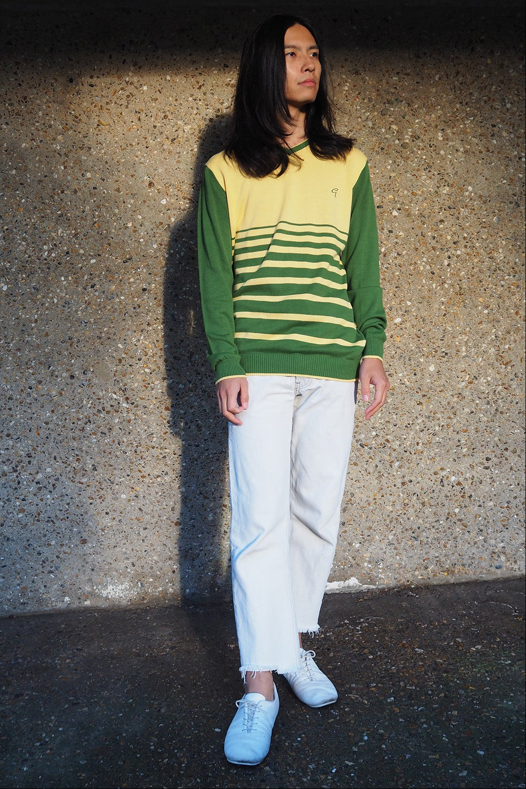 Deadstock 70's Style V-Neck Sweater Ginger Lemon | College School Knit