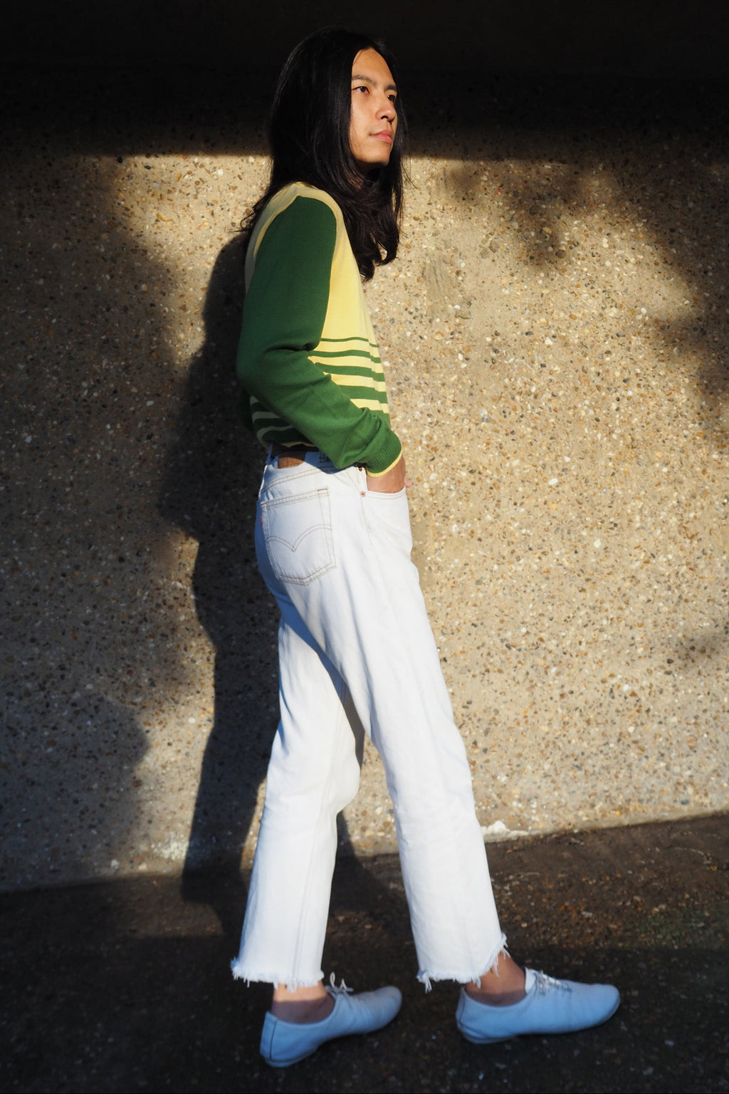 Deadstock 70's Style V-Neck Sweater Ginger Lemon | College School Knit