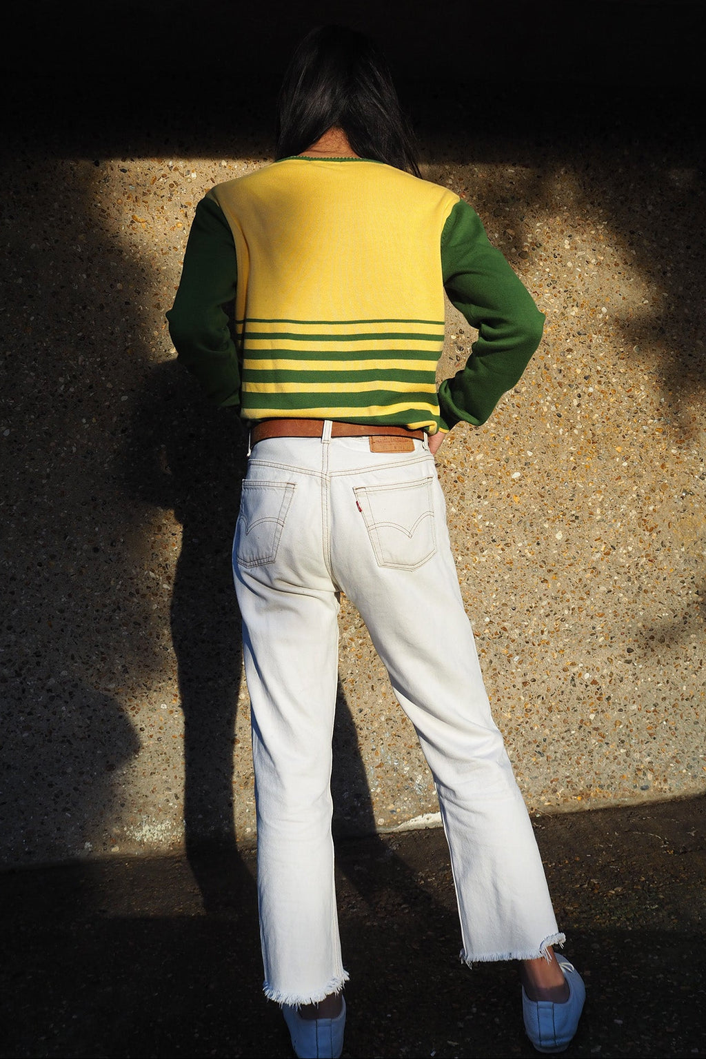 Deadstock 70's Style V-Neck Sweater Ginger Lemon | College School Knit