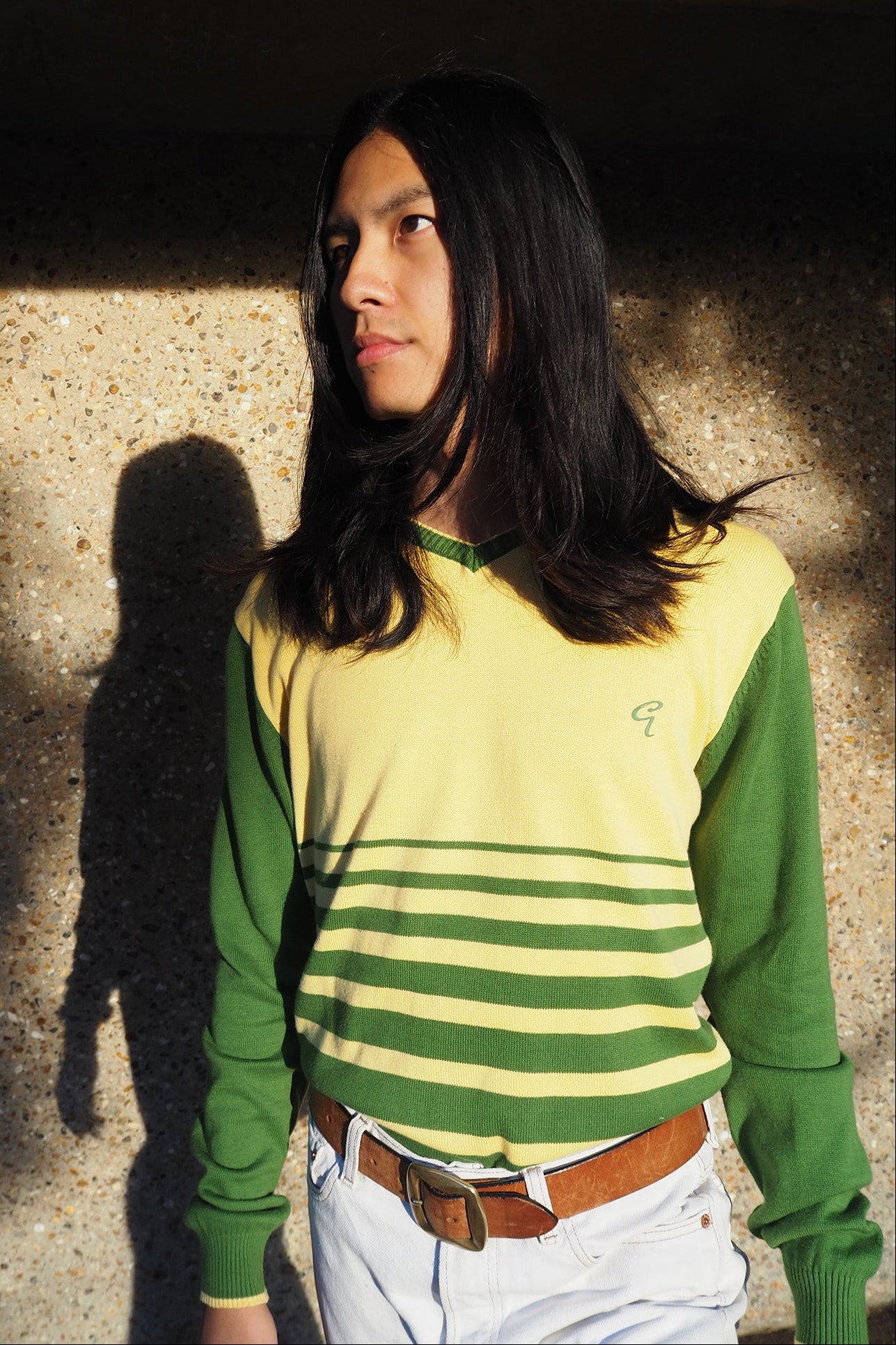 Deadstock 70's Style V-Neck Sweater Ginger Lemon | College School Knit