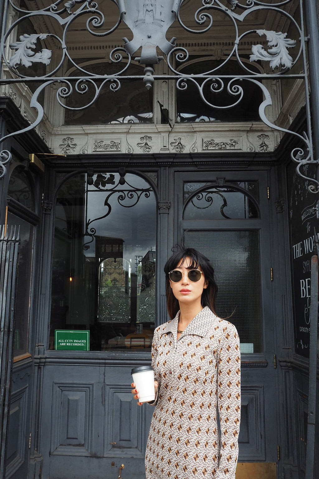 70's Geometric Pattern Dress London Vintage | I-Line Shift Dress