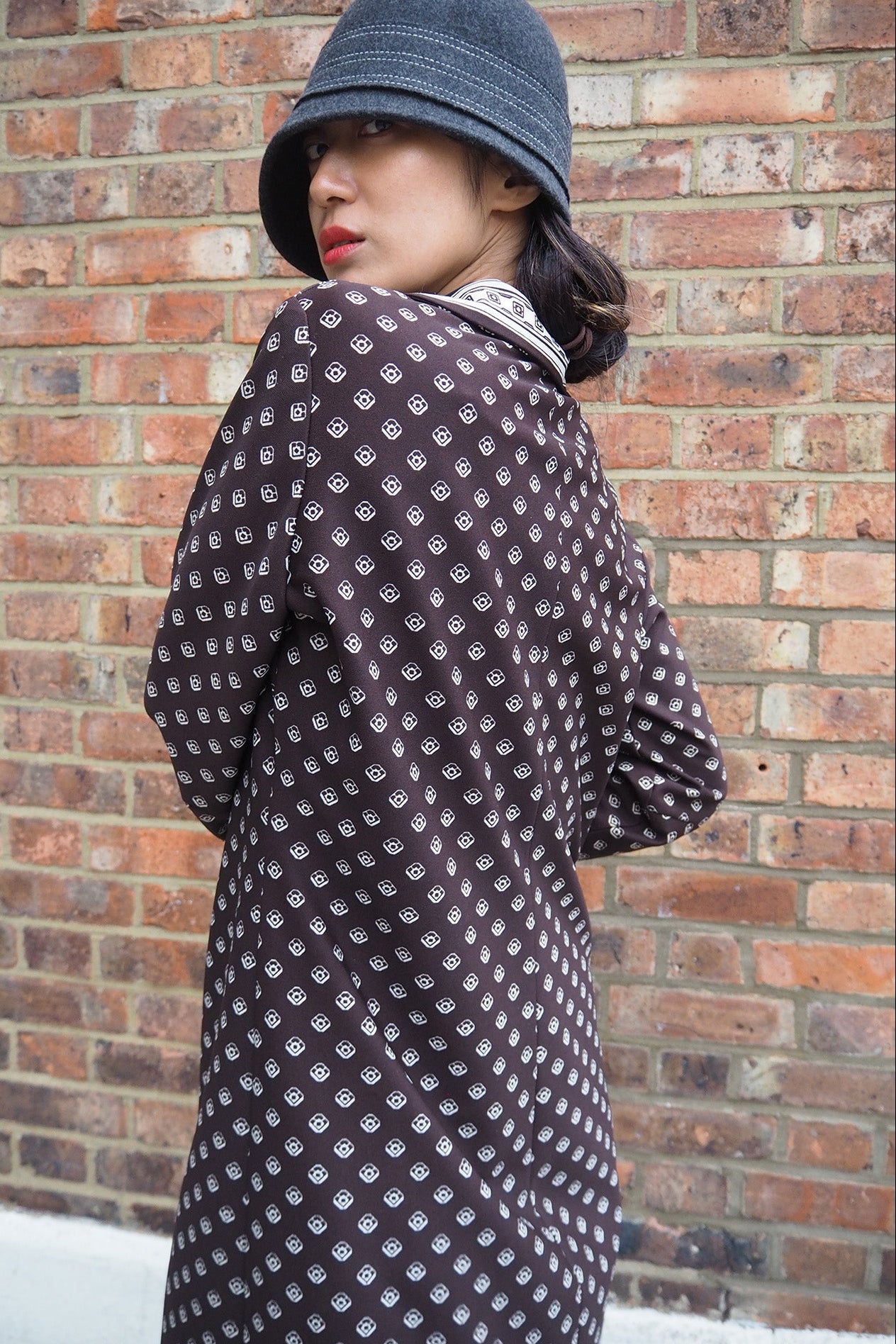 70's Brown Midi Dress London Vintage | 50's Style Shirt Dress