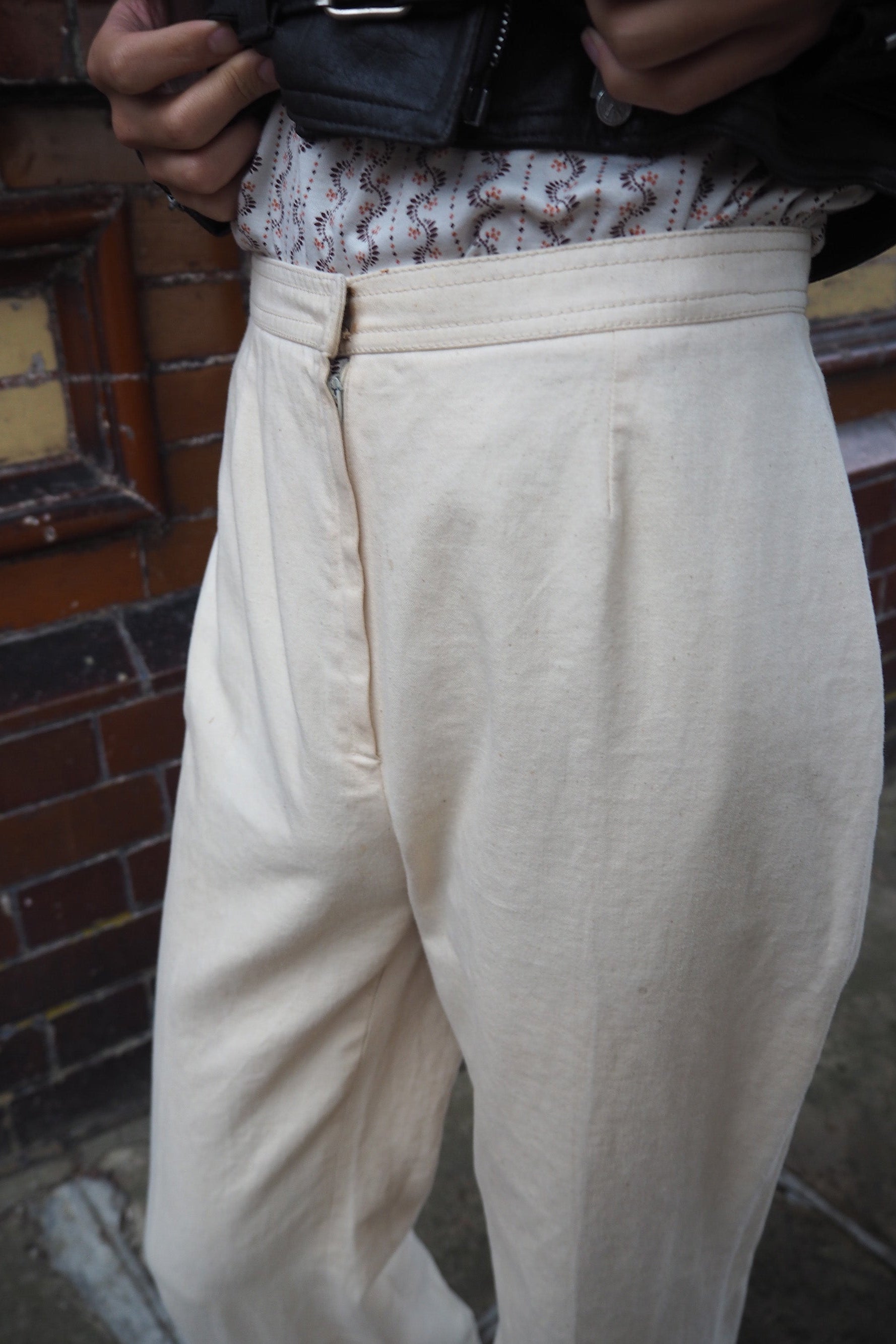 デッドストック 70s フレア ホワイト ワーク パンツ 36 ビンテージ 70's White Flare Pants｜ホワイトフレアパンツ ロックスタースタイル