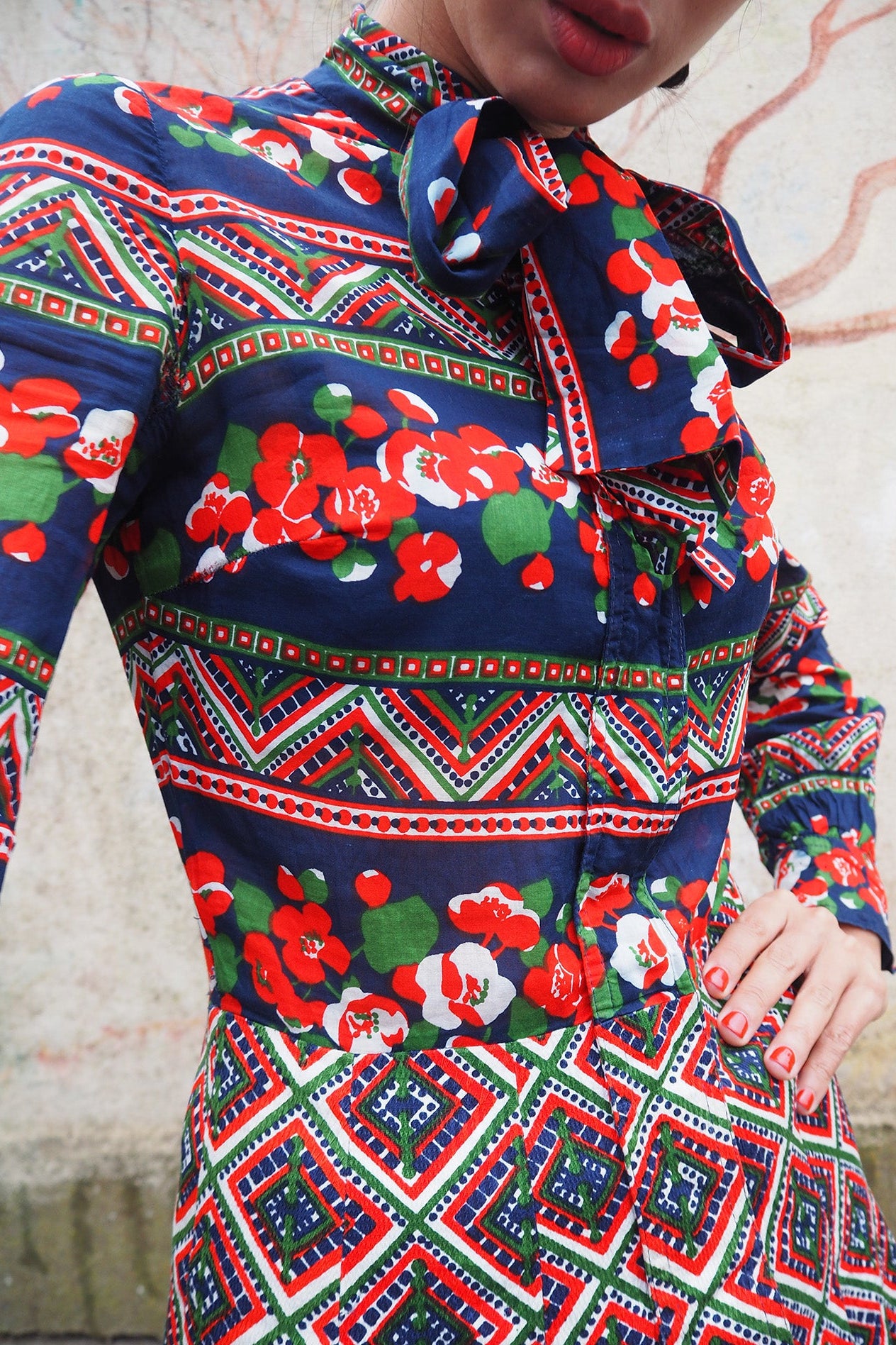 70's Flower Dress｜Jannie Martin Couture 南フランス製フラワー
