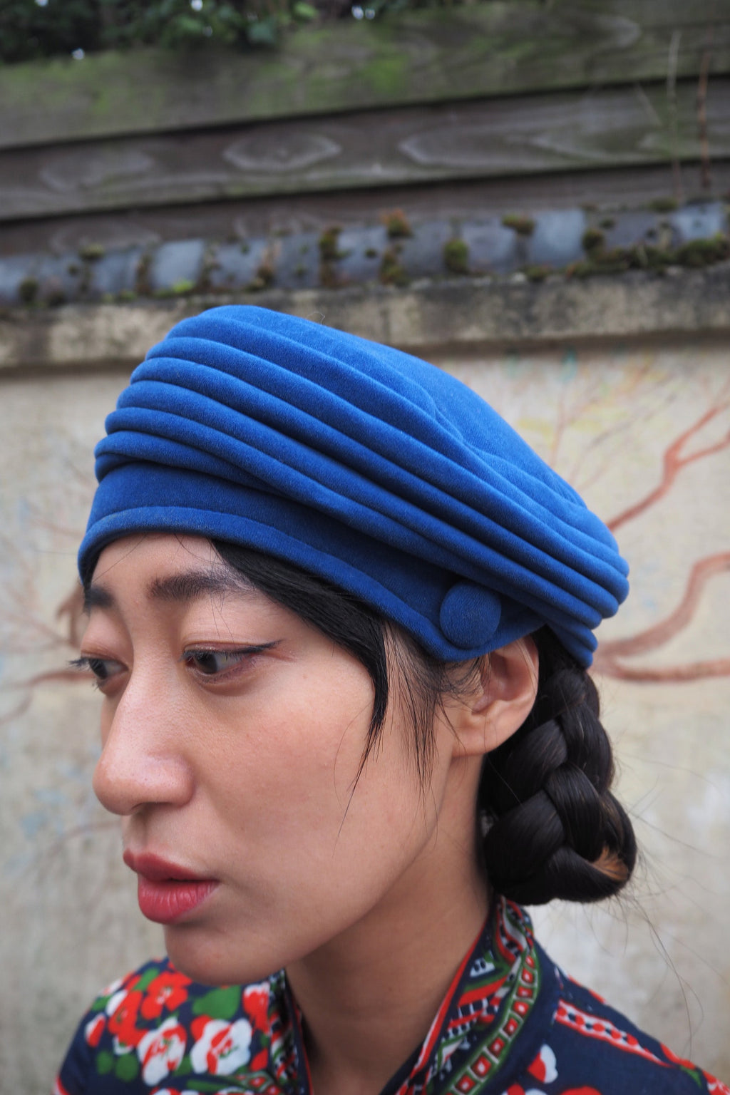 50's Velour Hat Jacoll Hat London | Royal Blue Velvet Vintage Hat