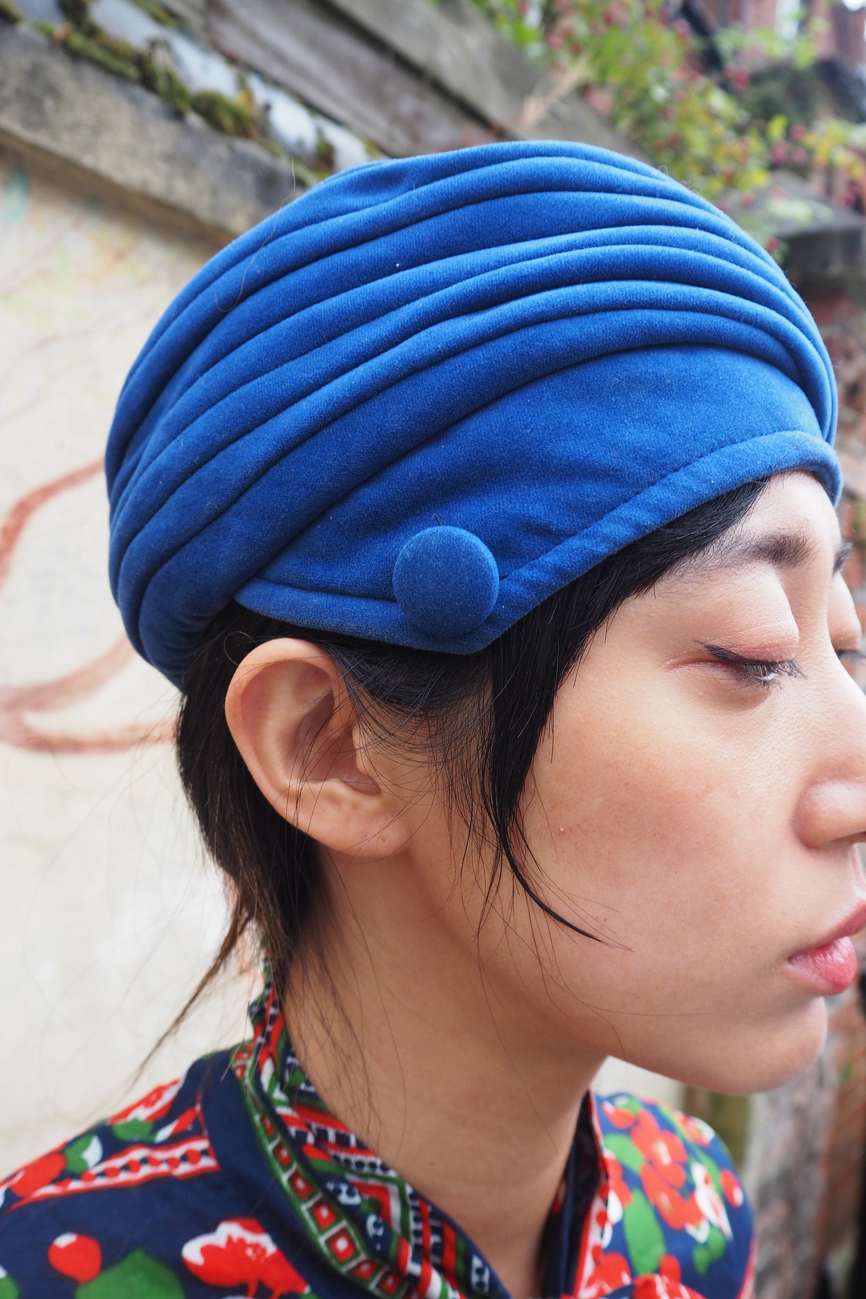 50's Velour Hat Jacoll Hat London | Royal Blue Velvet Vintage Hat