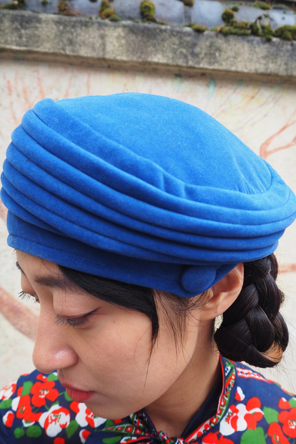 50's Velour Hat Jacoll Hat London | Royal Blue Velvet Vintage Hat
