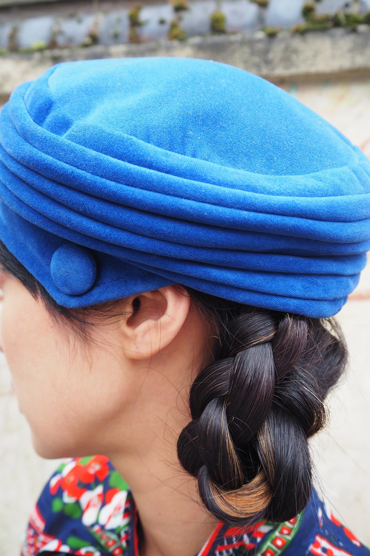 50's Velour Hat Jacoll Hat London | Royal Blue Velvet Vintage Hat
