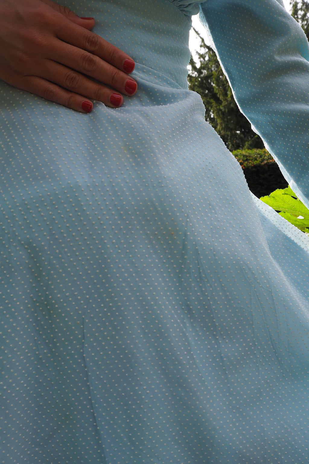 70's Victorian Dress London Vintage | Romantic Polka Dot Lace Maxi Dress