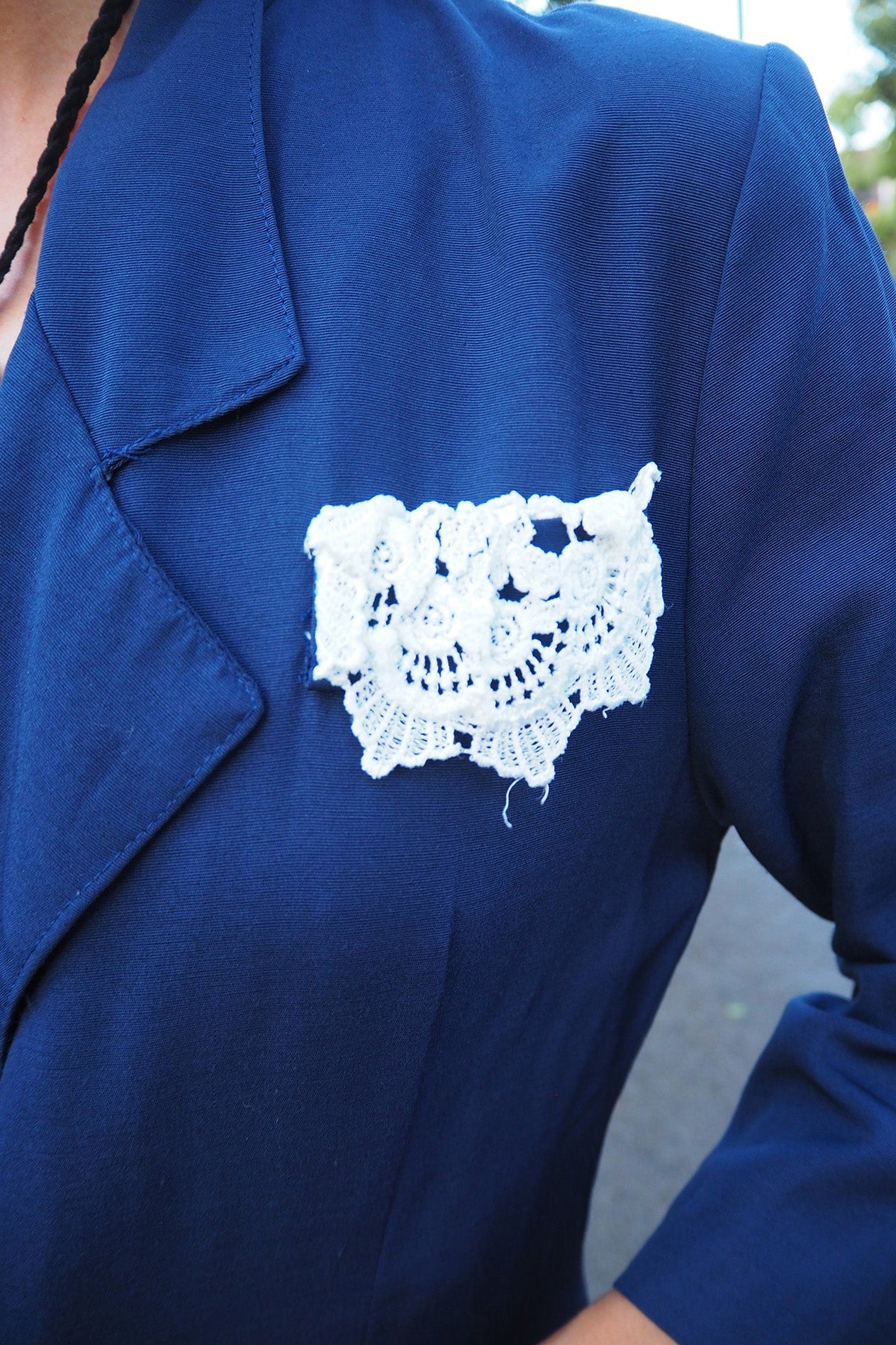 80's Dramatix Lace Shirt Gown | Navy Vintage Romantic Blouse