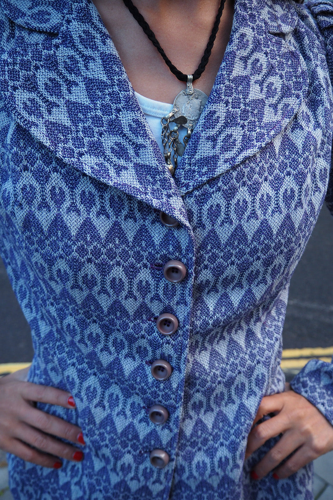 70's Matching Set Richard Shops UK | Purple Jacquard Jacket Shorts