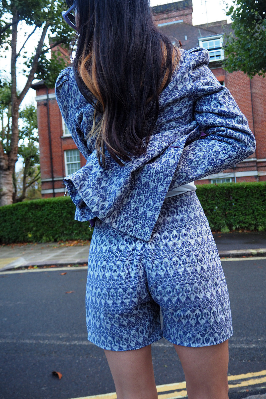 70's Matching Set Richard Shops UK | Purple Jacquard Jacket Shorts