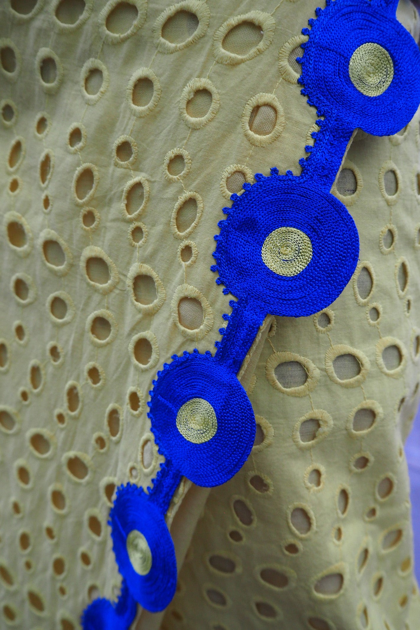 Handmade Yellow Wrap Skirt | British Embroidery Blue Vintage