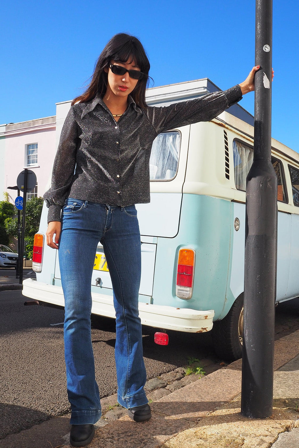 60's Silver Sparkly Shirt MACKERNESS UK | Vintage Glam Lurex Blouse