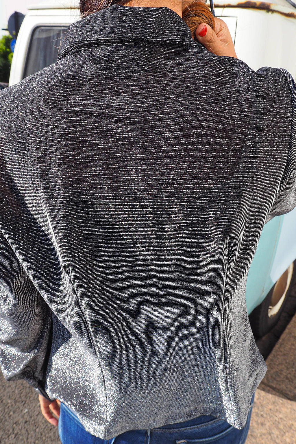 60's Silver Sparkly Shirt MACKERNESS UK | Vintage Glam Lurex Blouse