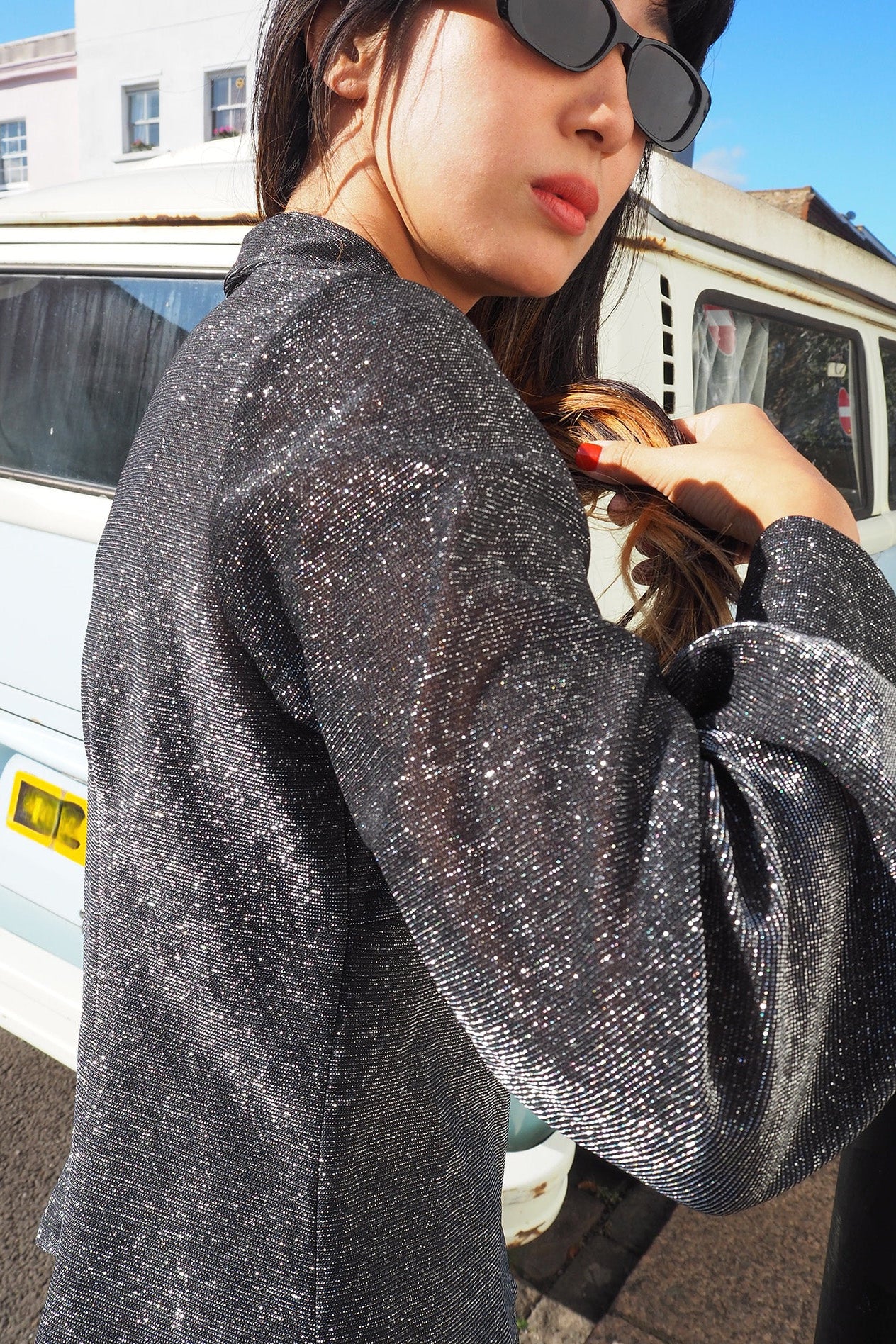 60's Silver Sparkly Shirt MACKERNESS UK | Vintage Glam Lurex Blouse