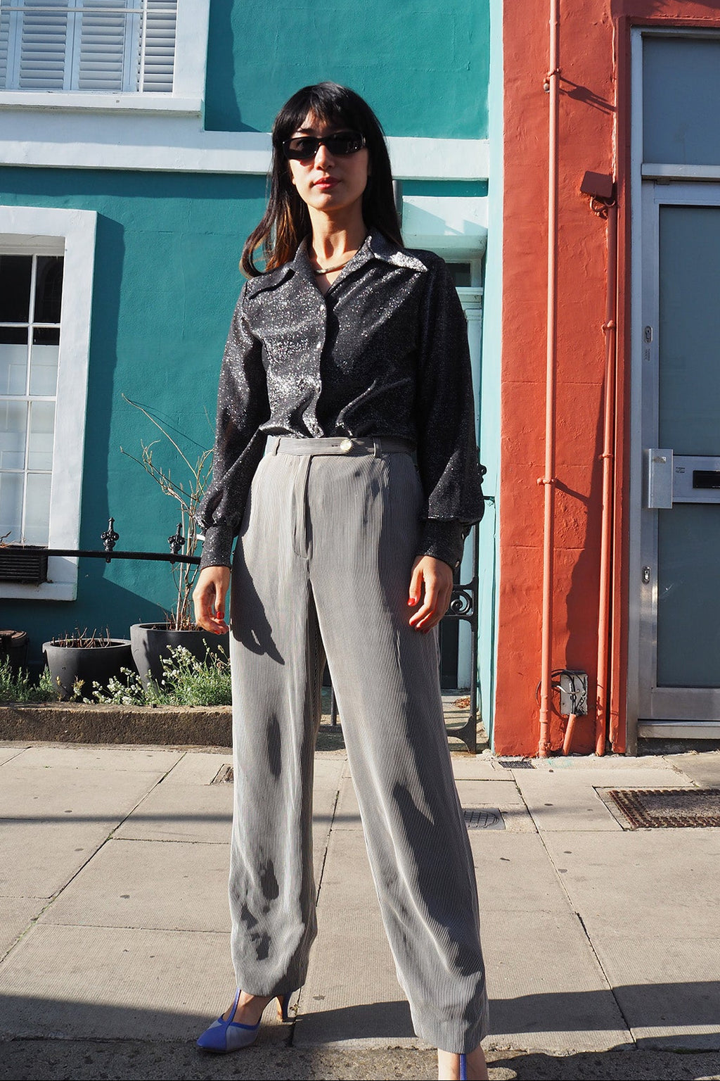 60's Silver Sparkly Shirt MACKERNESS UK | Vintage Glam Lurex Blouse