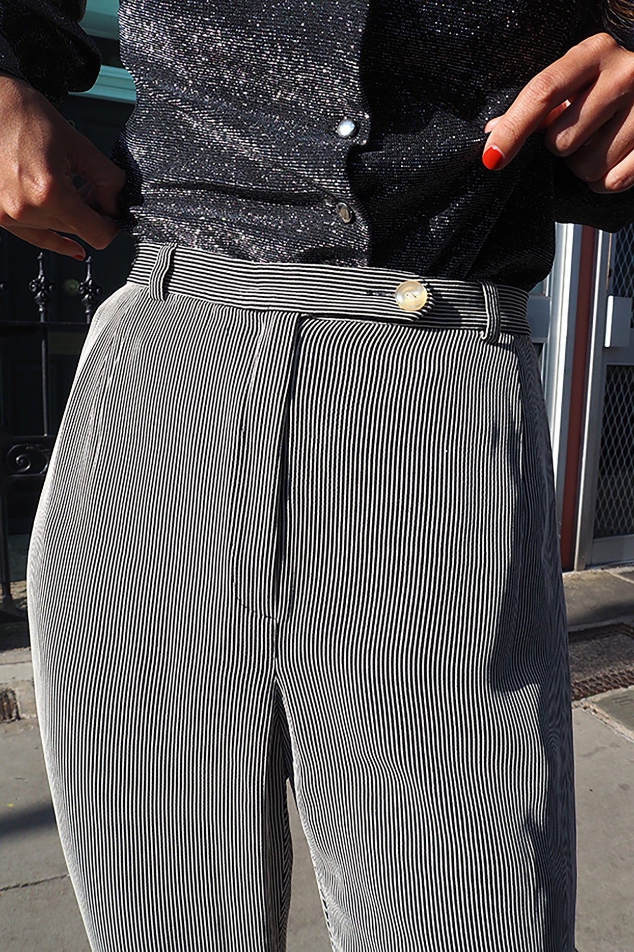80's Stripe Pants Betty Barclay | Striped Wide Pants - The Tone