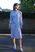 70's Eastex Midi Dress UK Vintage | Marine Style Puff Shoulder Dress