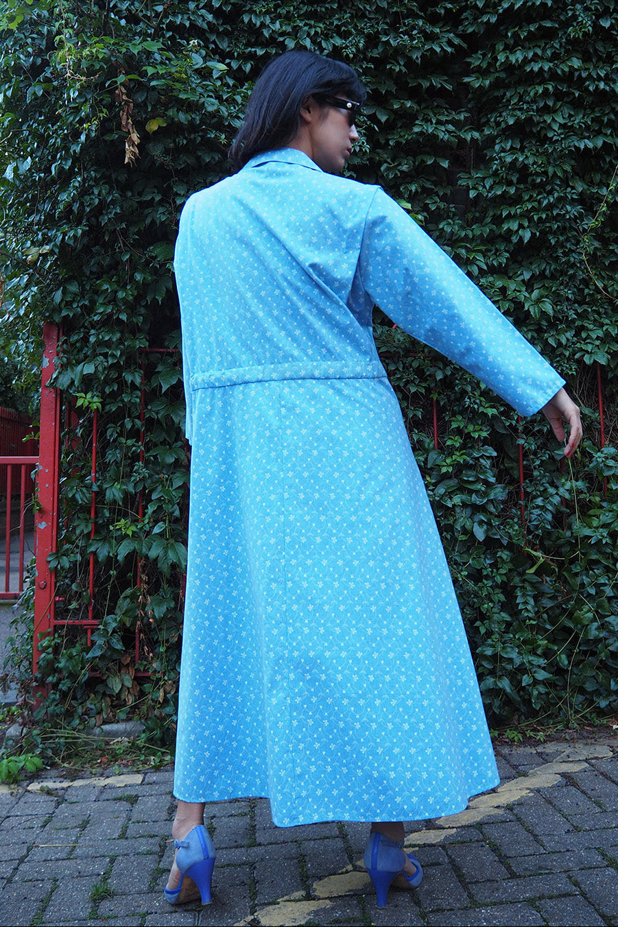 90's Yessica Dress C&A Vintage | Light Blue Tailored Floral Dress