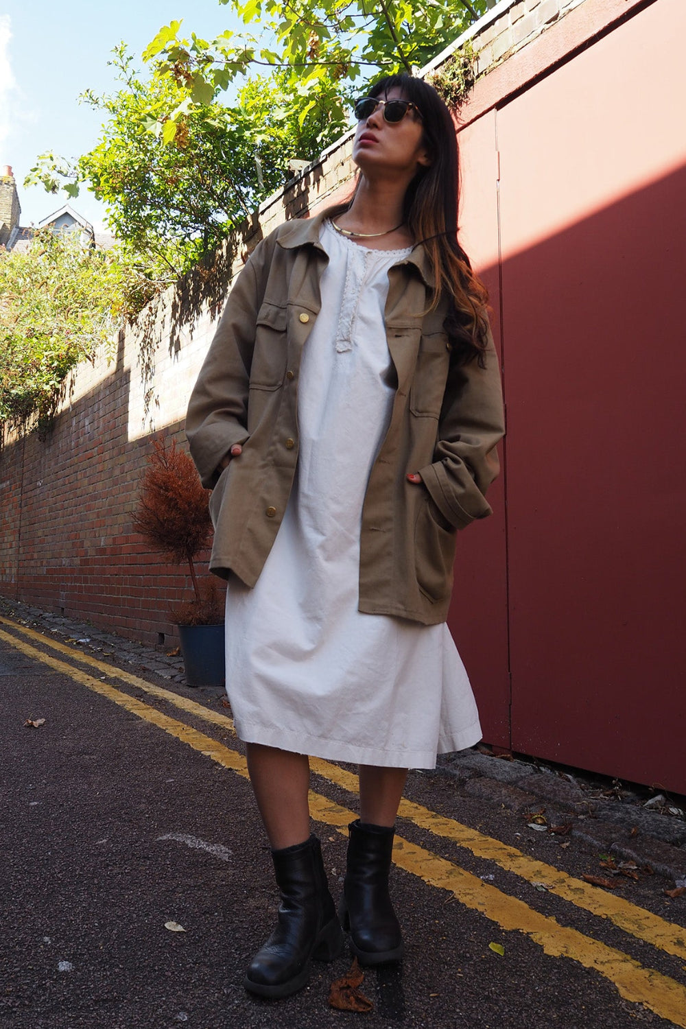 50's Vintage Rare Find White Cotton Dress with Y.G Embroidery