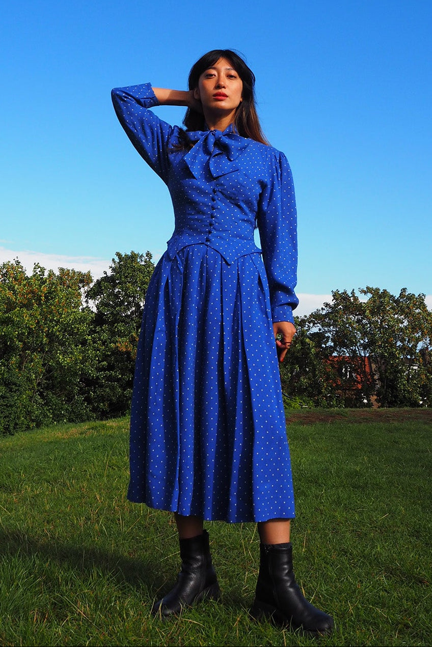 70's Royal Blue Suit | Caroline Charles London | Vintage 3-Piece