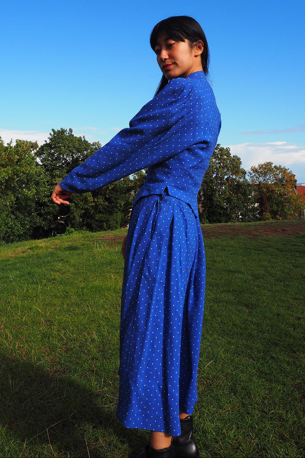 70's Royal Blue Suit Caroline Charles｜英国製ロイヤルブルー3ピース