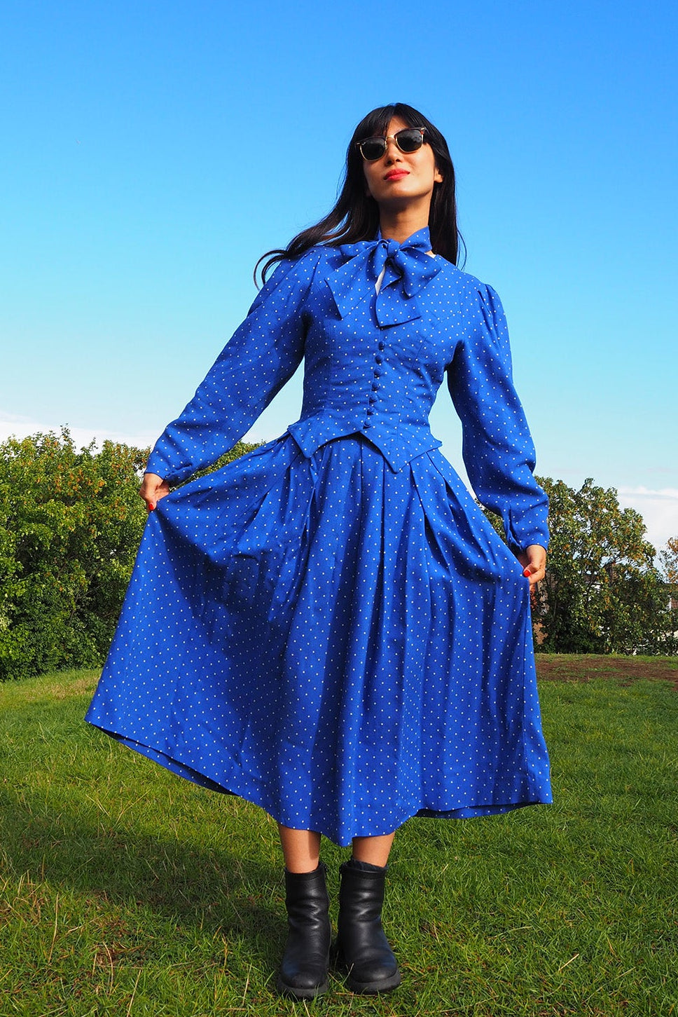 70's Royal Blue Suit | Caroline Charles London | Vintage 3-Piece