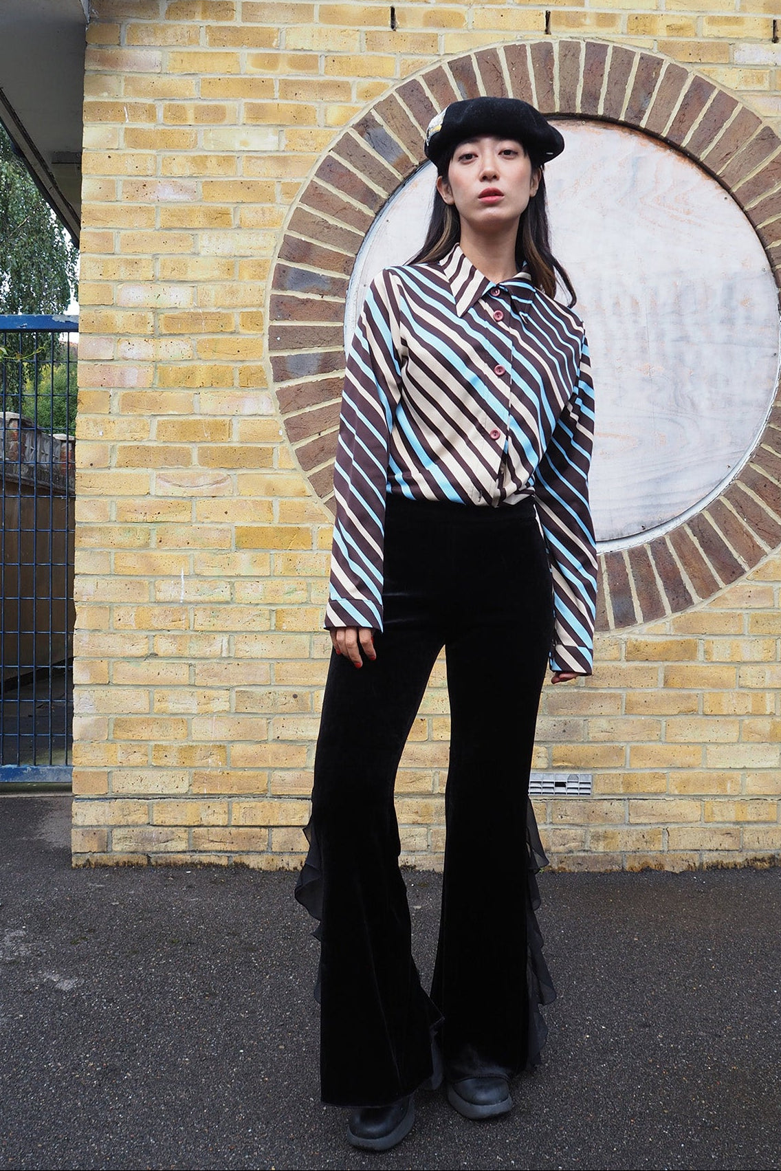 70's Lady's Shirt London Vintage | Geometric Stripe Future Retro Blouse