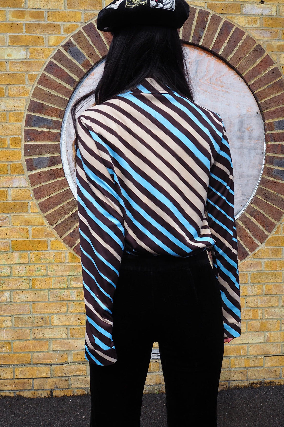 70's Lady's Shirt London Vintage | Geometric Stripe Future Retro Blouse