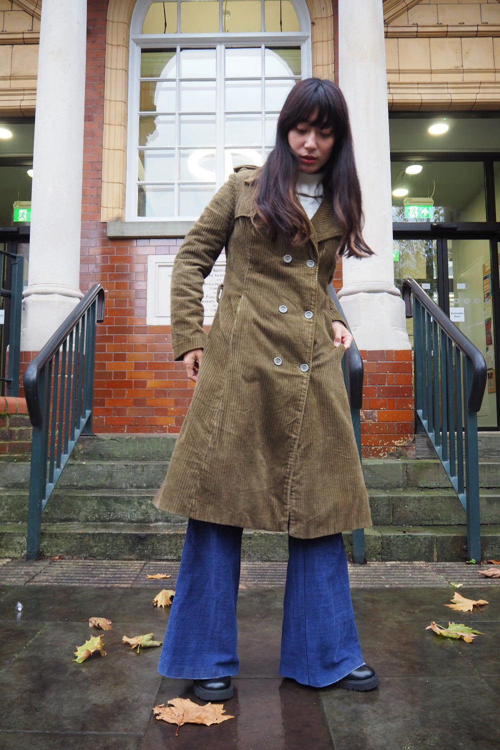 90's Corduroy Trench Coat | 70's Style Vintage Winter Outerwear