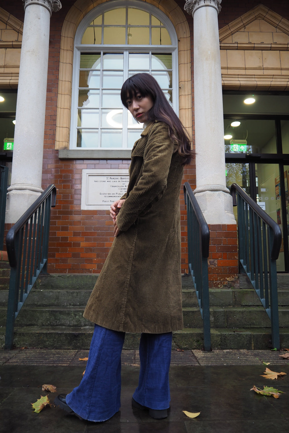 90's Corduroy Trench Coat | 70's Style Vintage Winter Outerwear