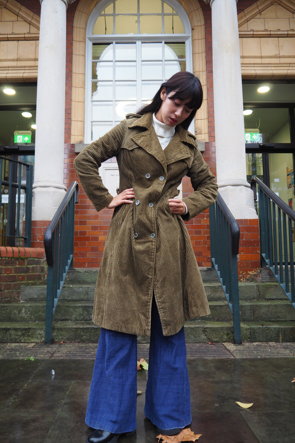 90's Corduroy Trench Coat | 70's Style Vintage Winter Outerwear