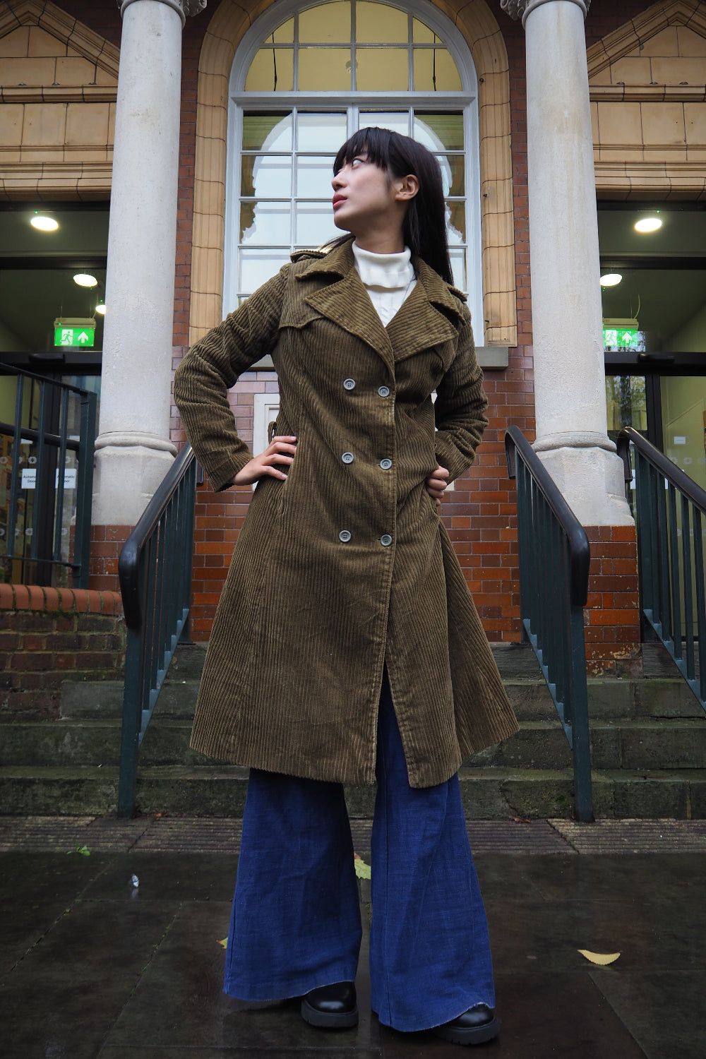 90's Corduroy Trench Coat | 70's Style Vintage Winter Outerwear