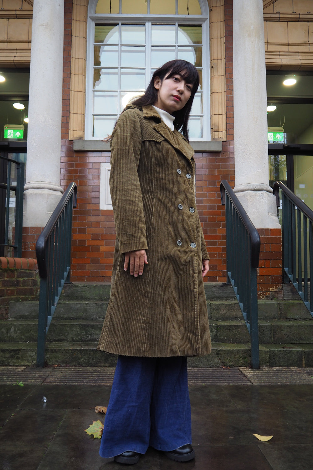 90's Corduroy Trench Coat | 70's Style Vintage Winter Outerwear
