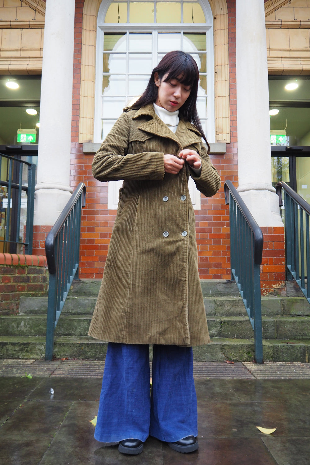 90's Corduroy Trench Coat | 70's Style Vintage Winter Outerwear