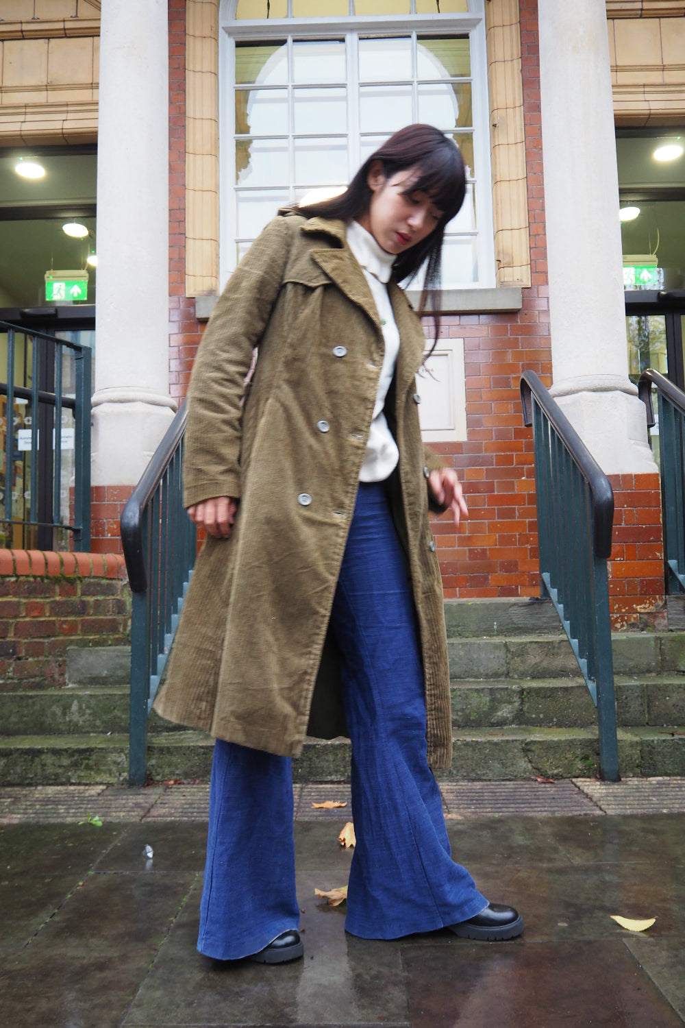 90's Corduroy Trench Coat | 70's Style Vintage Winter Outerwear