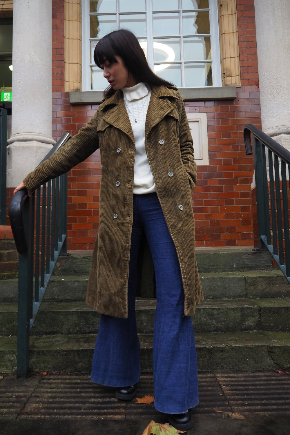 90's Corduroy Trench Coat | 70's Style Vintage Winter Outerwear