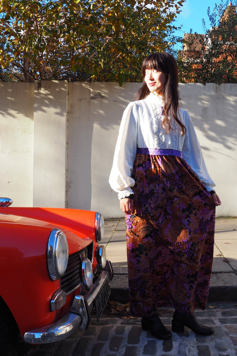 70's Contesa Flower Dress | British Maxi Dress Flower Power Era