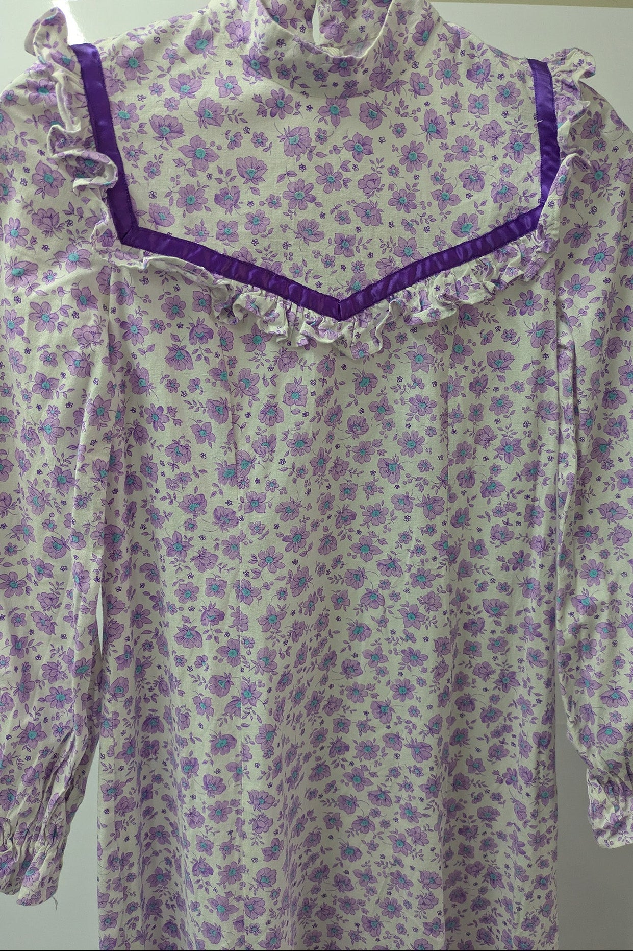 70's Flower Maxi Dress London Vintage | Victorian Square Yoke High Neck