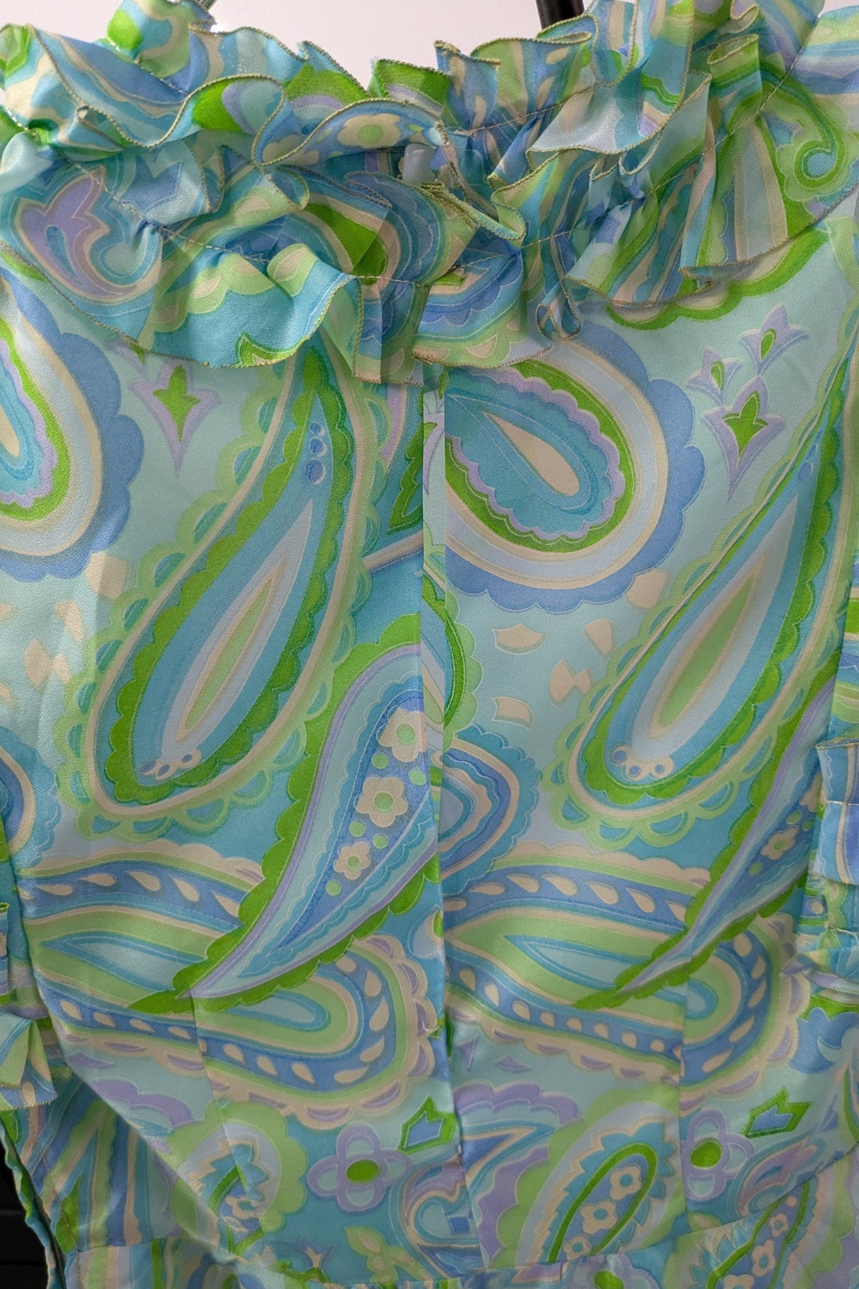 70's Paisley Mini Dress | Pucci Style Vintage Ruffle Dress