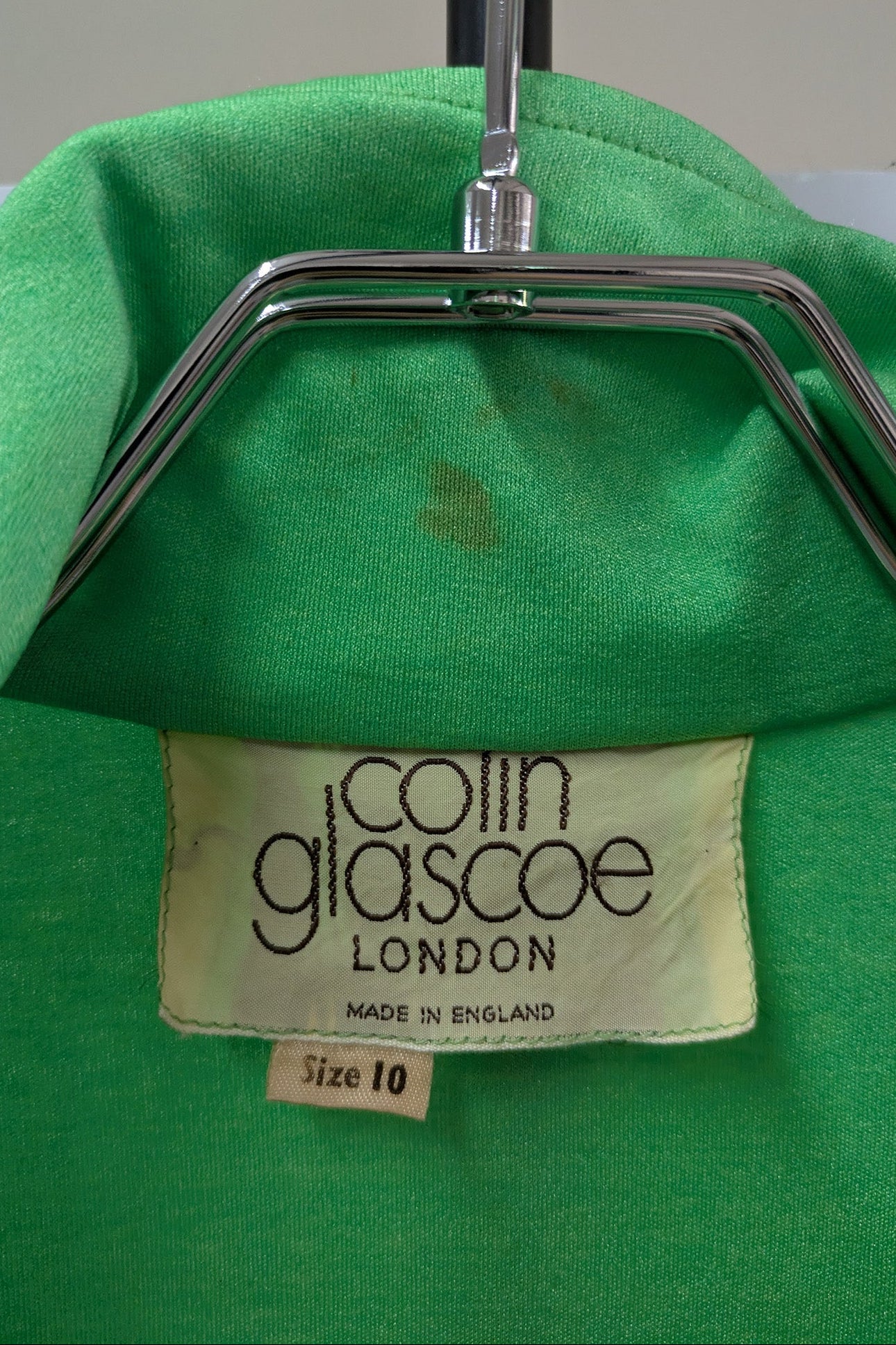 70's Green Sheath Dress Colin Glascoe England | Shiny Stretch Dress
