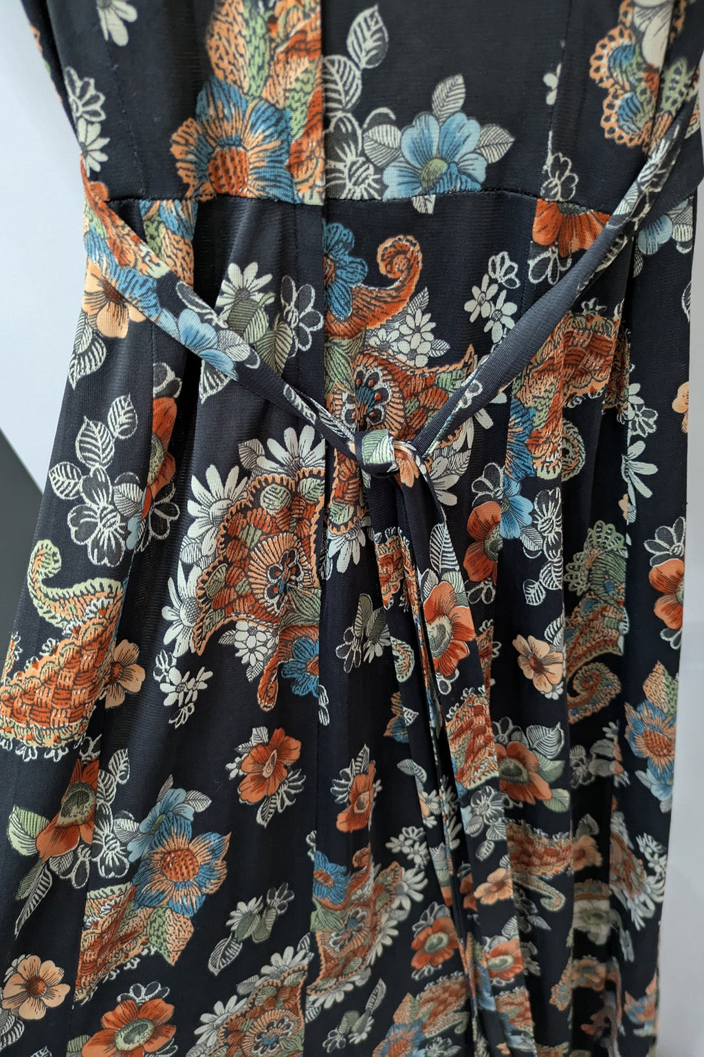70's Flower Dress London Vintage | Bohemian Lace Bell Sleeve Maxi