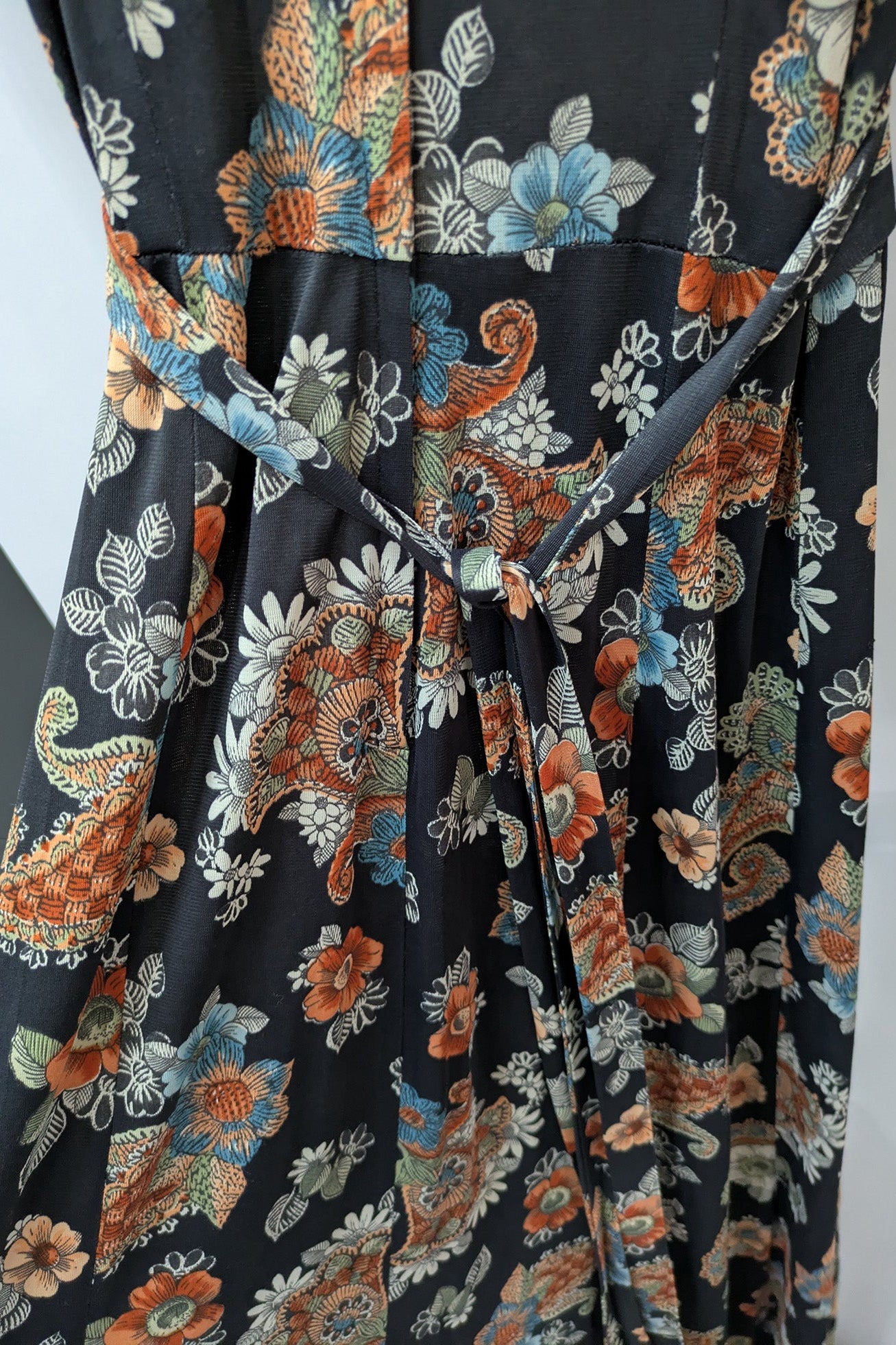 70's Flower Dress London Vintage | Bohemian Lace Bell Sleeve Maxi