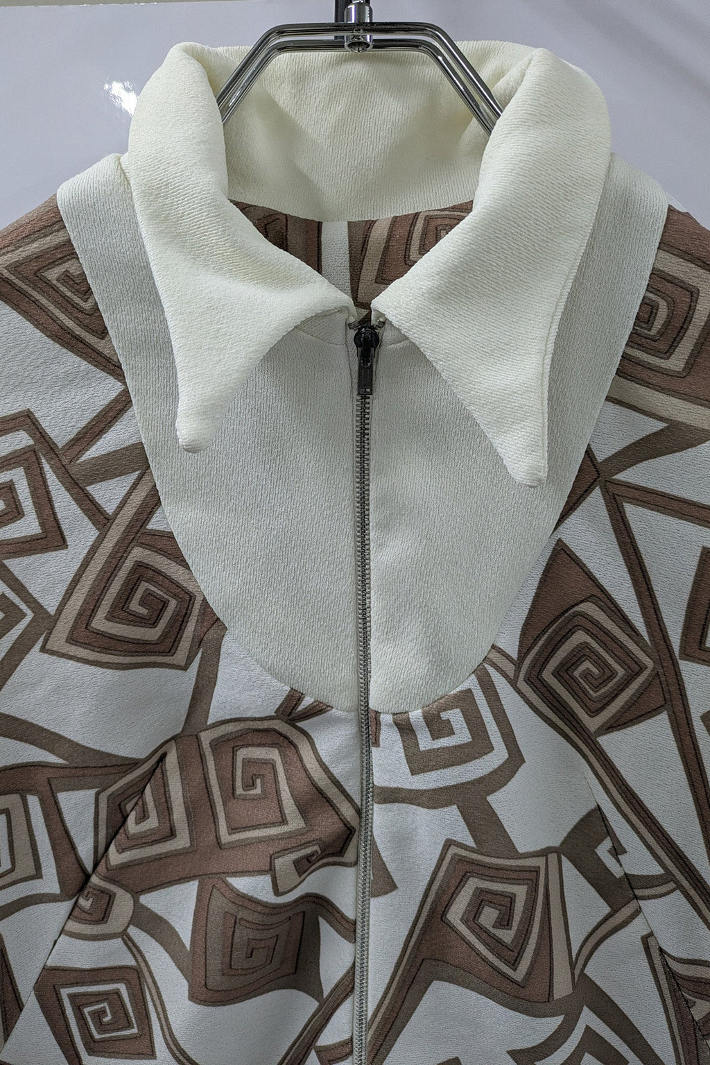 70's Geometric Maxi Dress London Vintage | Bold Pattern Zip Front Dress