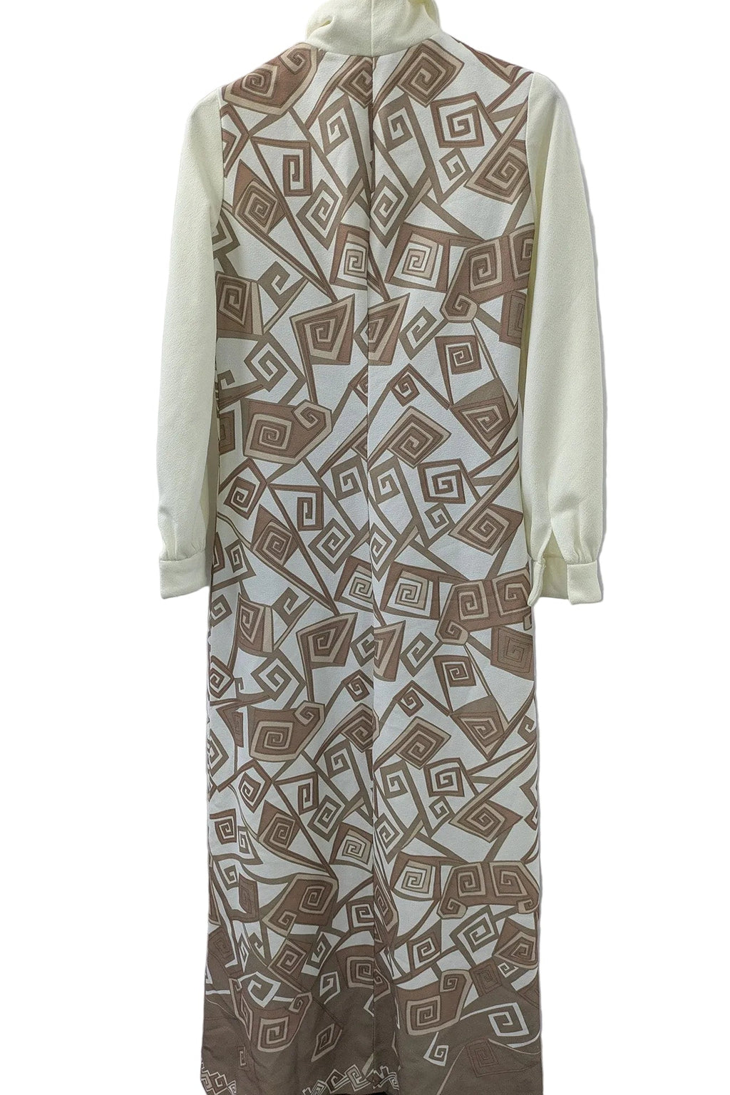 70's Geometric Maxi Dress London Vintage | Bold Pattern Zip Front Dress