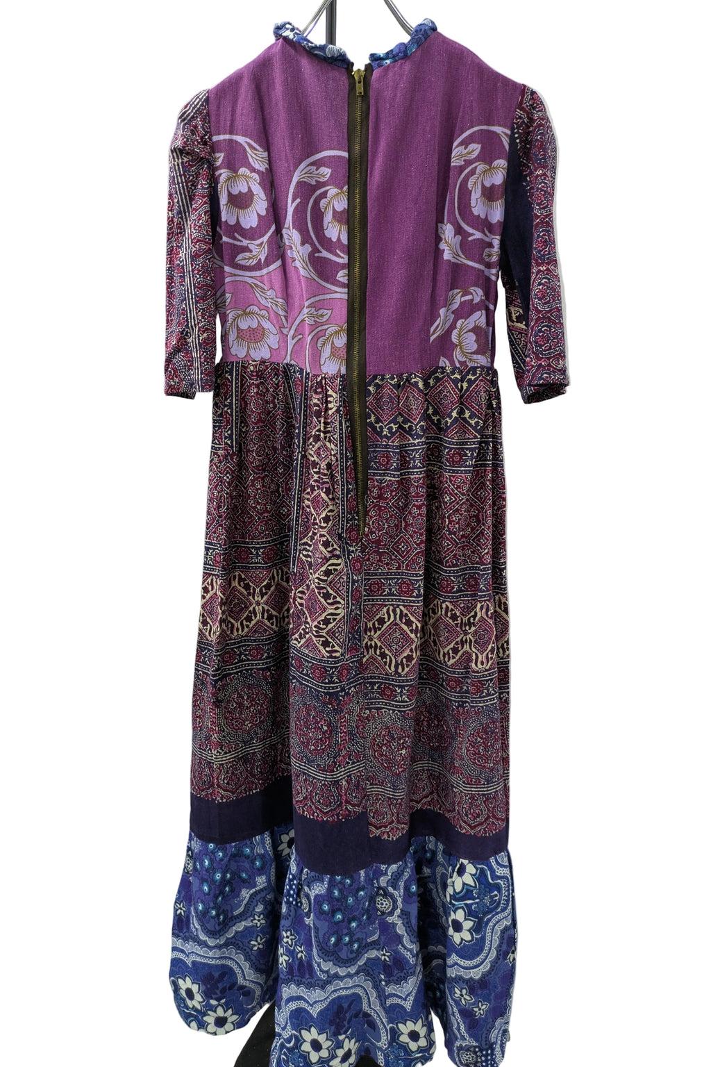 70's Handmade Patchwork Dress London Vintage | Purple Blue Gradient Maxi